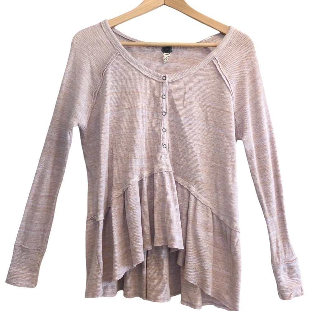 🌈 6/$60, Free People, Long Sleeve Swing Top, Space Dye Blush Pink, Size XSmall